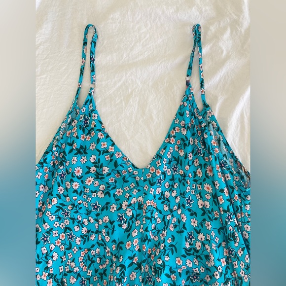 Chigant Sundress Midi Vacation Dress Floral Print Blue Color Size M Brand New - Picture 9 of 10